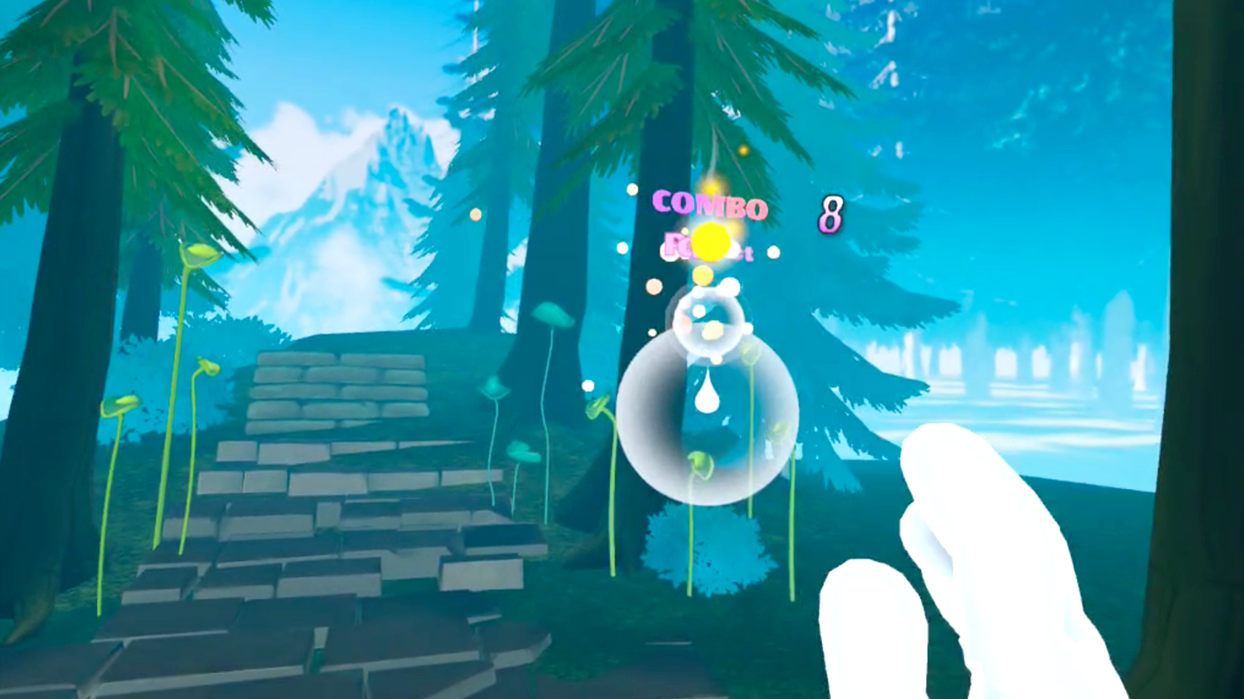 Beat rhythm sequence with glowing plants responding to hand gestures in Blooming Conductor